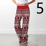 Women's Christmas Digital Print Drawstring Wide Leg Pants - 5 Style-M