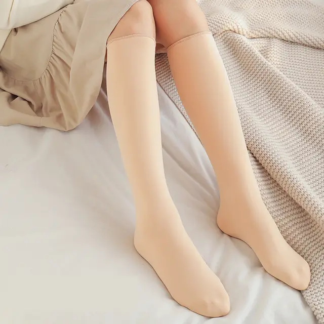 Autumn And Winter Snow Socks Mid Length Tube Plus Fleece Stockings Skin Over The Knee - Shop at LoveMi