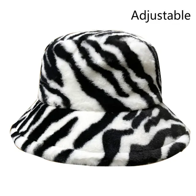 Cow Pattern Female Print Korean Fashion Plush Hat Black White Zebra - Shop at LoveMi