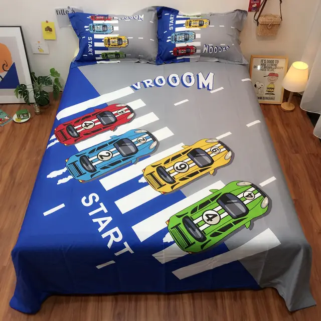Cotton Cartoon Single Piece Can Be Equipped With Duvet Cover Sheet Crazy Racing - Shop at LoveMi