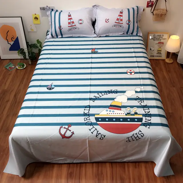 Cotton Cartoon Single Piece Can Be Equipped With Duvet Cover Sheet Travel Around The World - Shop at LoveMi