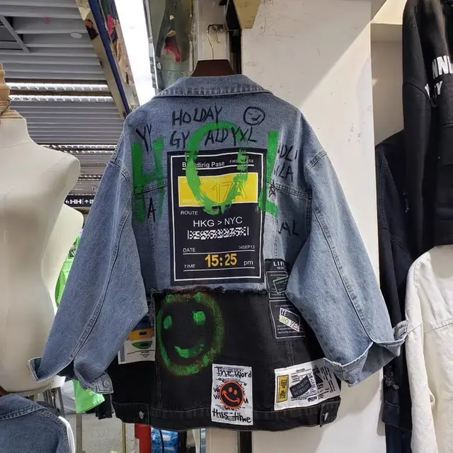 Cloth Stitching Denim Cardigan Mid length Fashion Jacket Blue - Shop at LoveMi