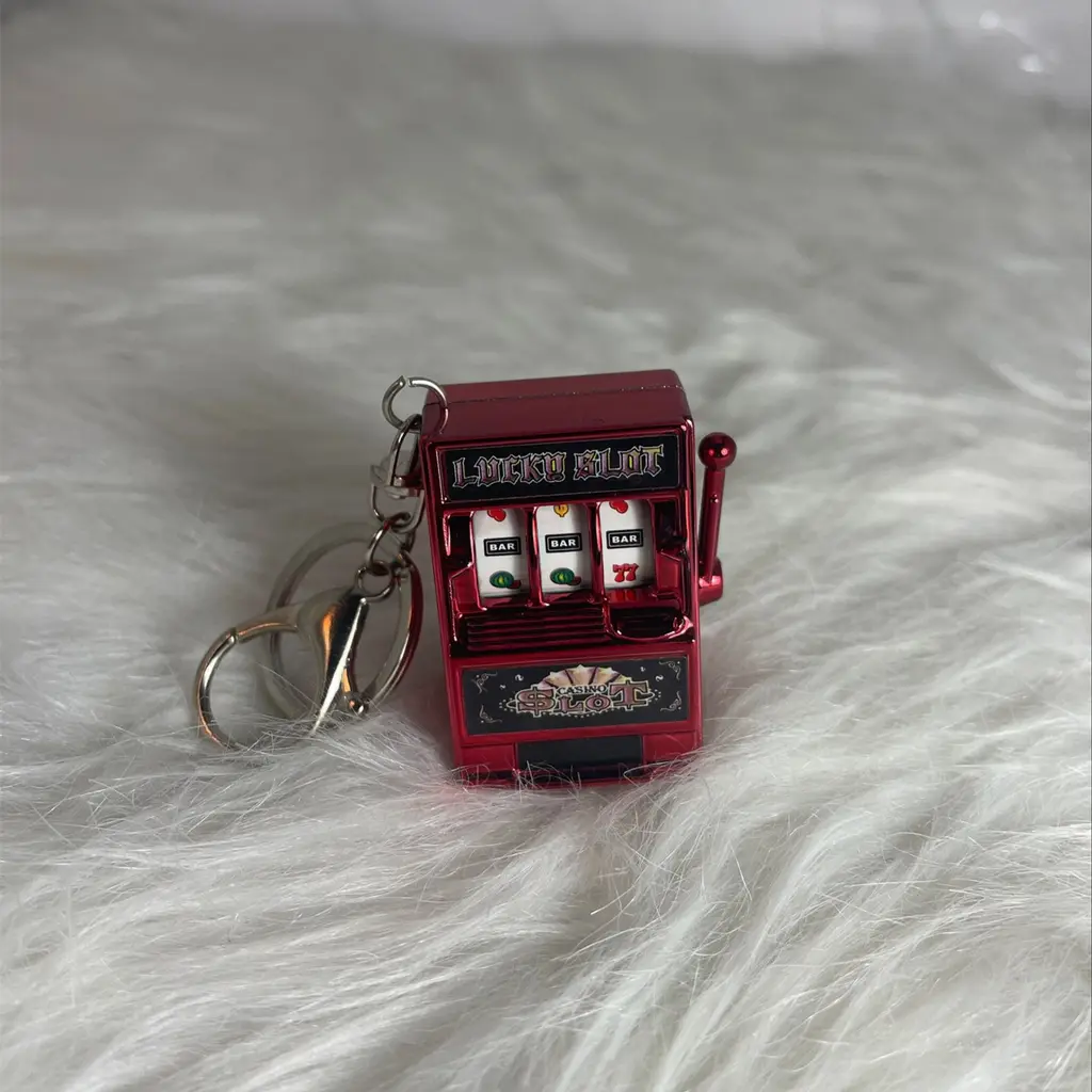 Mini Fruit Digital Lottery Novelty Palm Slot Machine Keychain - Red Lobster Clasp