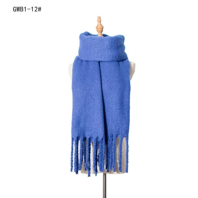 New Style Thick Fringed Circle Sand Solid Color Scarf For Ladies 12 Style - Shop at LoveMi