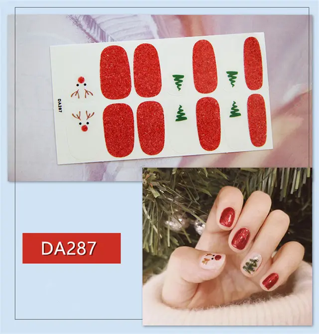 Full Nail Polish Film Net Red Stickers Christmas J - Shop at LoveMi