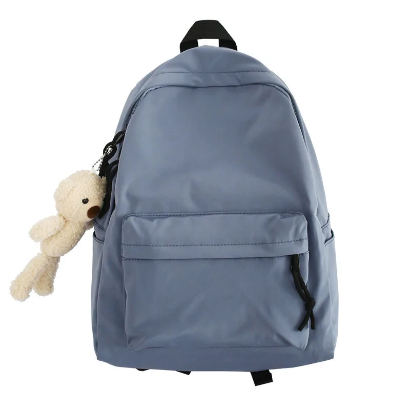 Mori Canvas Backpack Simple Style School Bag Blue - Shop at LoveMi