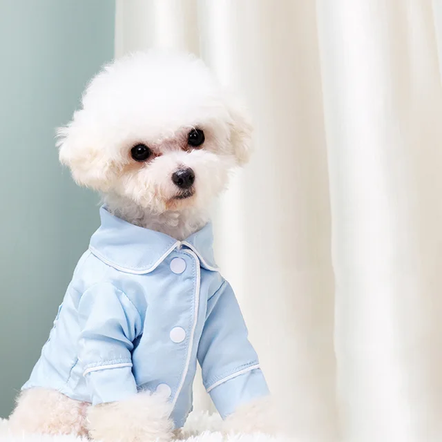 French Small Incense Style Fighting Pet Clothes Dog Pajamas Blue - Shop at LoveMi