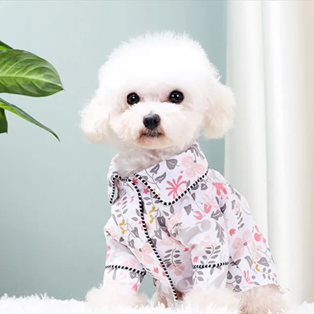 French Small Incense Style Fighting Pet Clothes Dog Pajamas - Floral - View 1