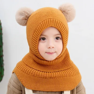 Thickened Warm Ear Protection Shawl Baby Woolen Yellow - Shop at LoveMi