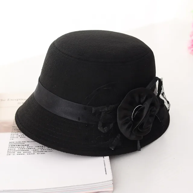 New Style Casual Ladies Big Brim Woolen Hat Black - Shop at LoveMi