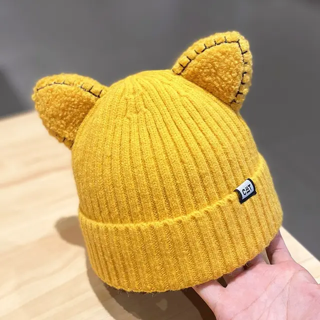 Japanese Parent child Knitted Korean Hat All match Yellow - Shop at LoveMi