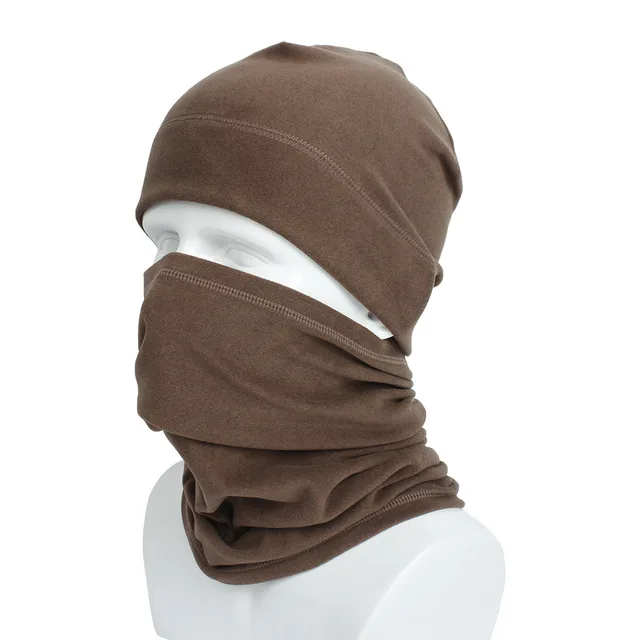 Outdoor Windproof And Cold proof Fleece Sports Cycling Hat And Scarf Set Coffee - Shop at LoveMi