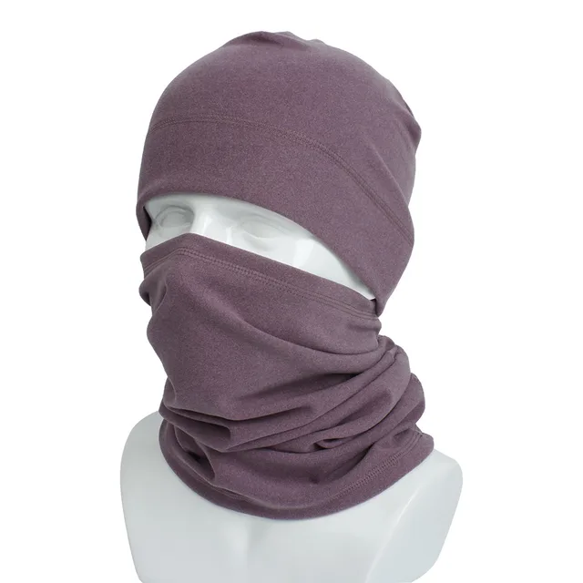 Outdoor Windproof And Cold proof Fleece Sports Cycling Hat And Scarf Set Purple - Shop at LoveMi
