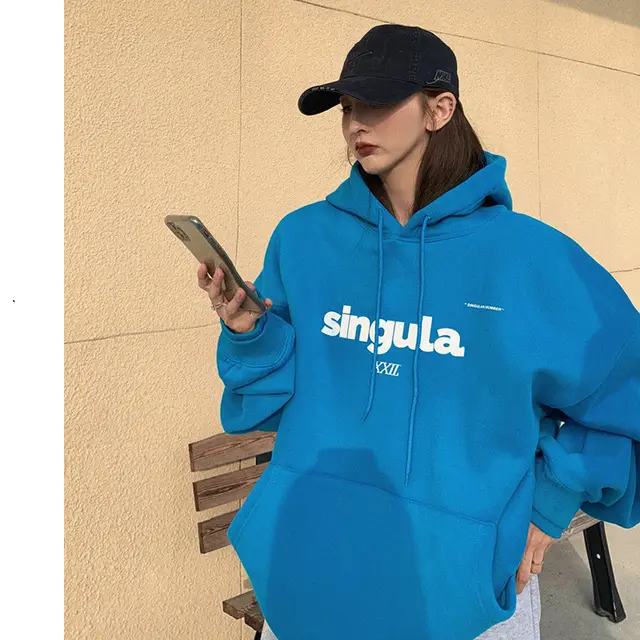Casual Women's Loose Long sleeved Printed Sweater Blue - Shop at LoveMi