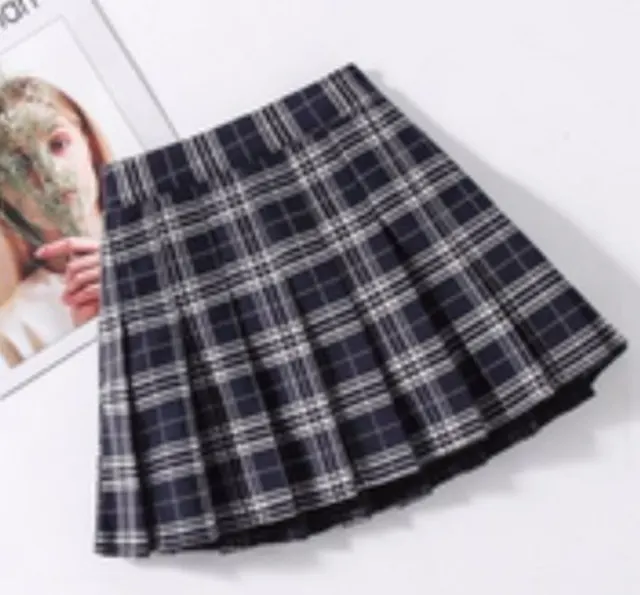 Color Red Plaid Skirt All match College Style Girls Black And White Plaid Skirt - Shop at LoveMi