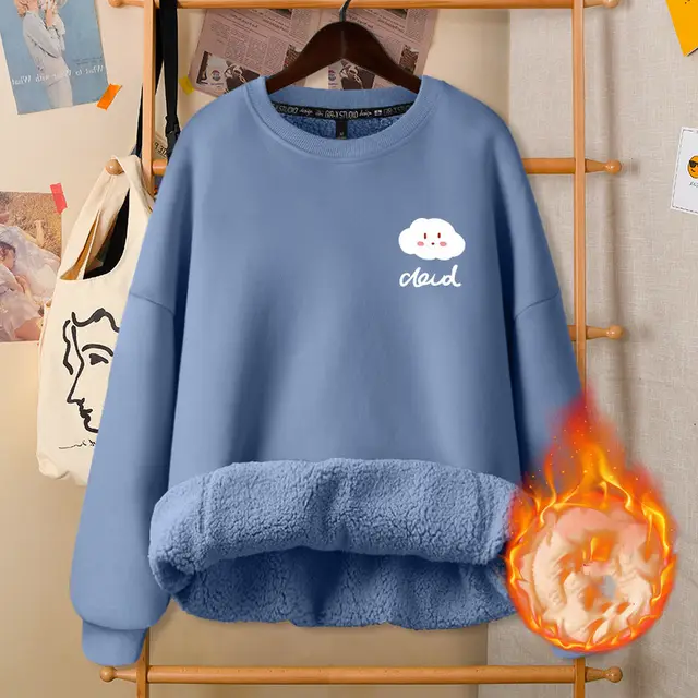 Autumn And Winter Round Neck White Cute Girly Jacket Blue5 - Shop at LoveMi