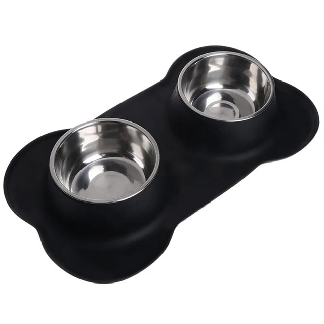 Pet Bowl Silicone Bone Shape Mat Black - Shop at LoveMi