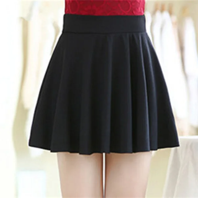 Women's Anti glare Bottoming Pleated A line Skirt Black A - Shop at LoveMi