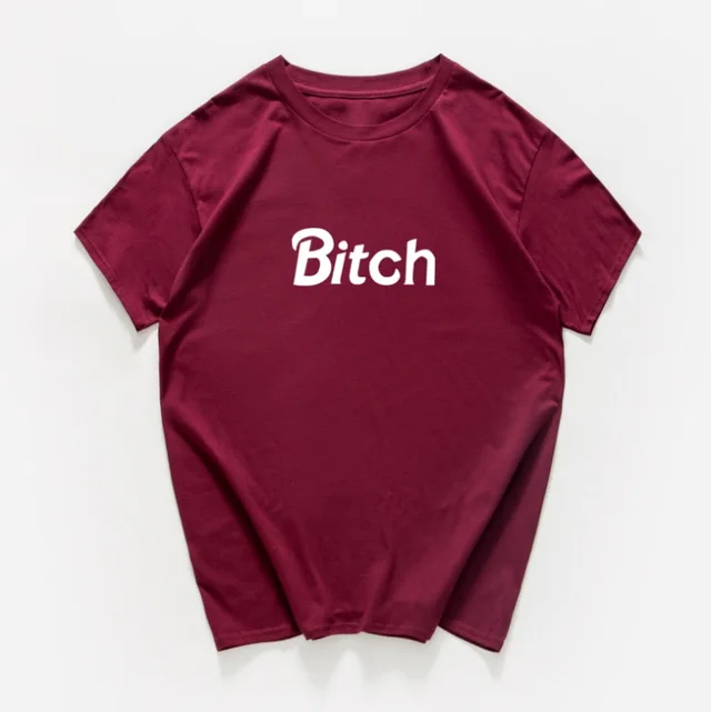 Fashion Women's Letter Print Short Sleeve T Shirt Wine Red - Shop at LoveMi