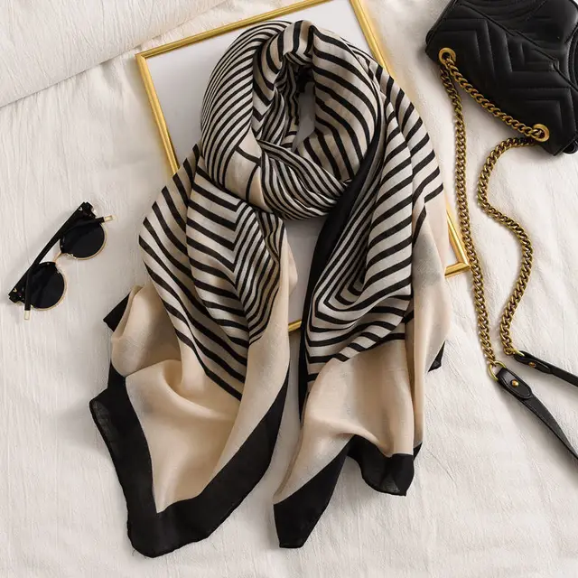Women's Elegant Simple Geometric Long Scarf Beige - Shop at LoveMi