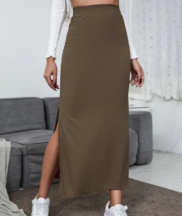 Women's Simple Solid Color Draped Hip Skirt Coffee - Shop at LoveMi