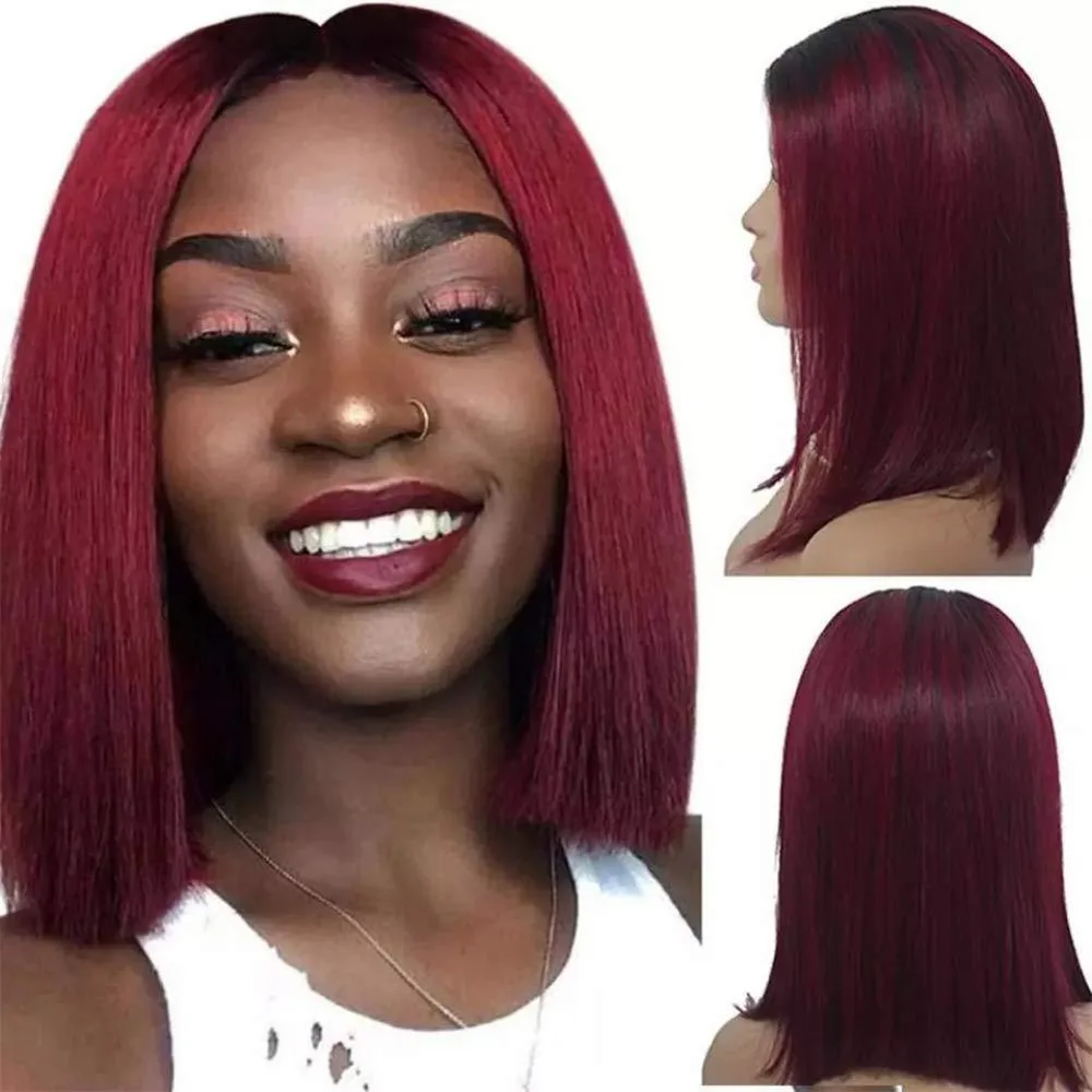 Wig Ladies Mid-point Short Wave Chemical Fibre Hair Cover - Red - View 1