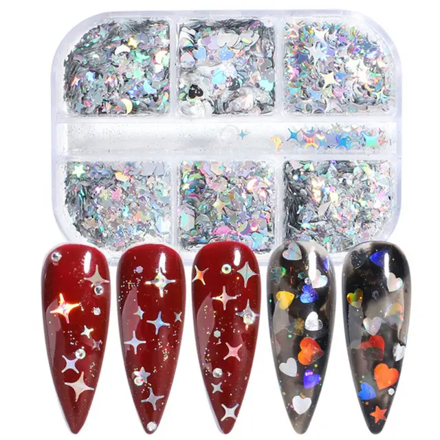 Reflective And Translucent Edelweiss Powder Nail Sequins 4 Style - Shop at LoveMi