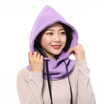 Warm Ear Protection Hooded Bib Headgear Purple - Shop at LoveMi