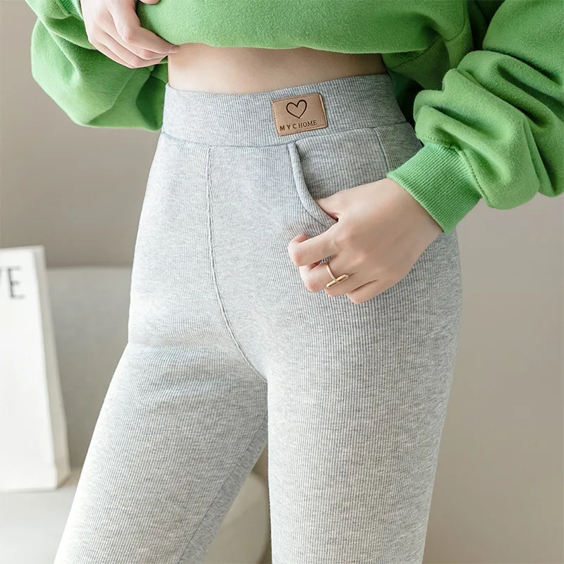 Solid Color Grey Plus Size Pocket Leggings Stretch Light Grey - Shop at LoveMi