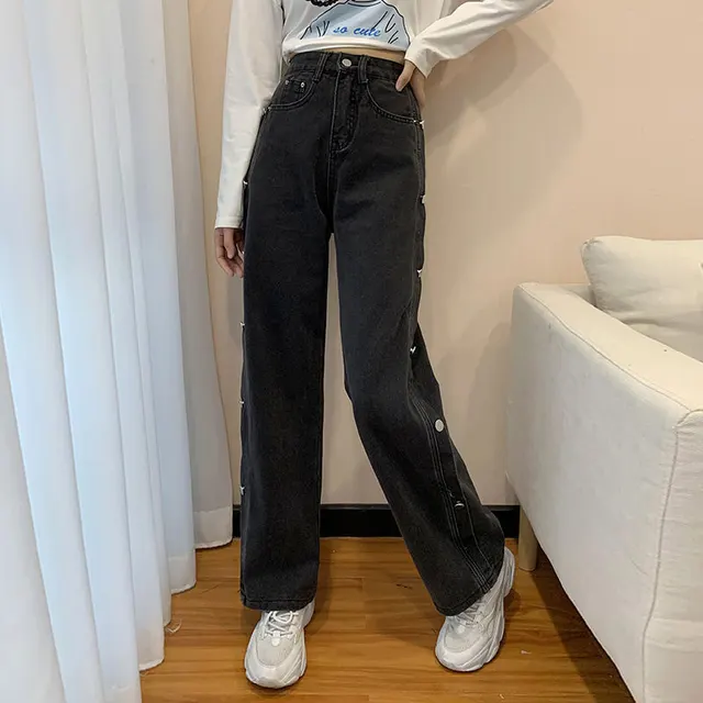 Women's Thin Wide Leg Loose Straight Pants Black - Shop at LoveMi