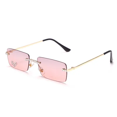 Fashion Trendy Frameless Trimmed Sunglasses Pink - Shop at LoveMi