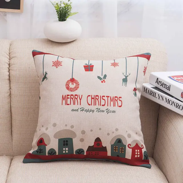 Creative And Fashionable Christmas Printed Linen Pillowcase - Shop at LoveMi