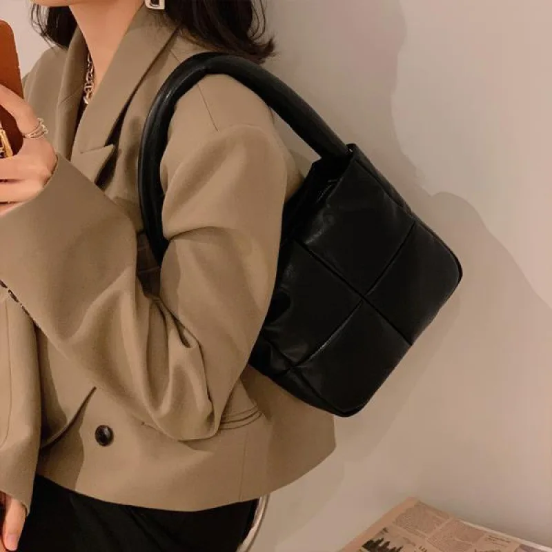 Women's Niche Design Space Cotton Rhomboid Single Shoulder Bag Black - Shop at LoveMi