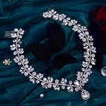 Head Chain Bridal Jewelry Women Luxury High-end Zircon Headband - Silver
