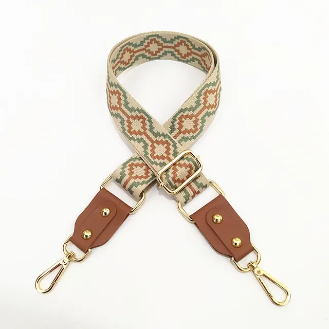 Adjustable Jacquard Webbing With Leather Width Accessories Shoulder Messenger Female Bag Strap 2Color - Shop at LoveMi