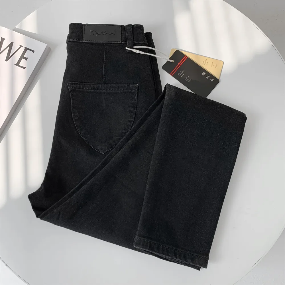 Stretch Jeans Women's High Waist Tight fitting Pants Black - Shop at LoveMi
