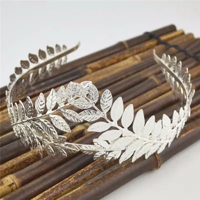 European And American Metal Leaf Headband Baroque Leaves Silver - Shop at LoveMi