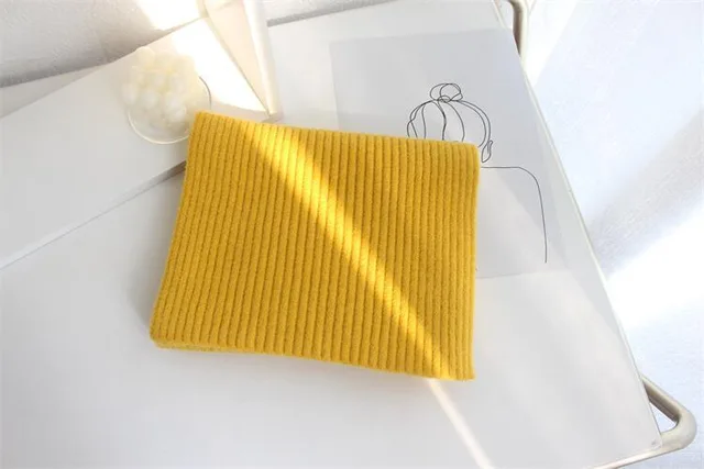 Solid Color Knitted Mid length Warm Wool Scarf Yellow - Shop at LoveMi