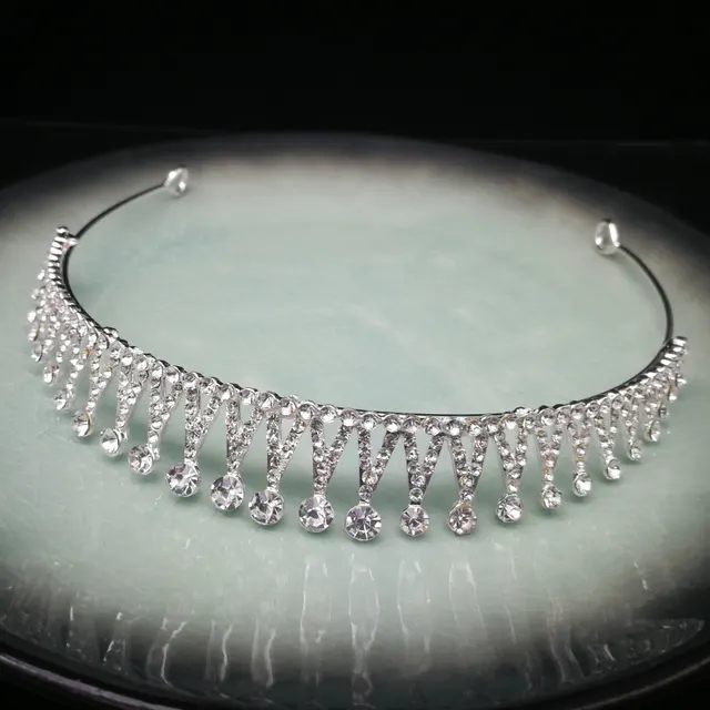 European And American Wedding Jewelry Horse Eye Alloy Rhinestone Headband Wedding Headdress Style 2Silver - Shop at LoveMi