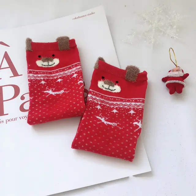 Creative Christmas Print Women's Cartoon Straight Socks - Shop at LoveMi