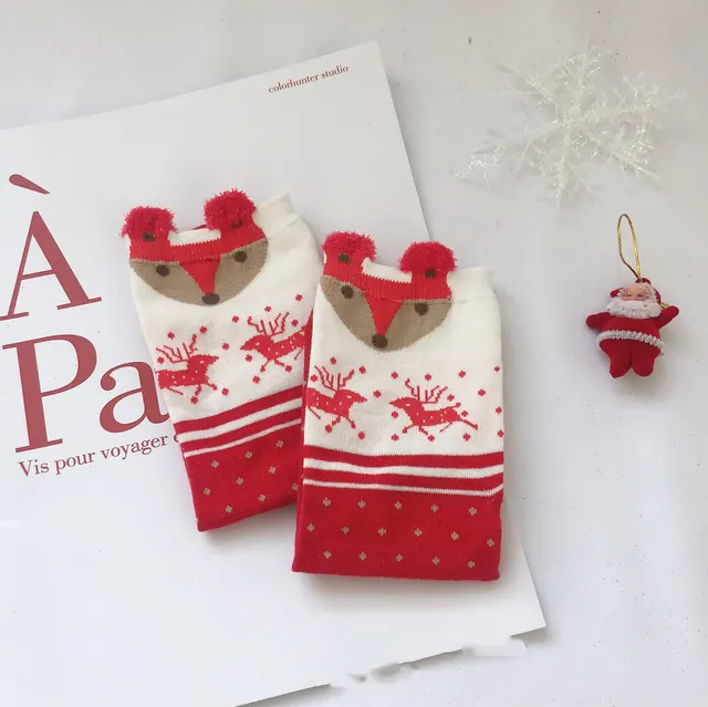 Creative Christmas Print Women's Cartoon Straight Socks G - Shop at LoveMi