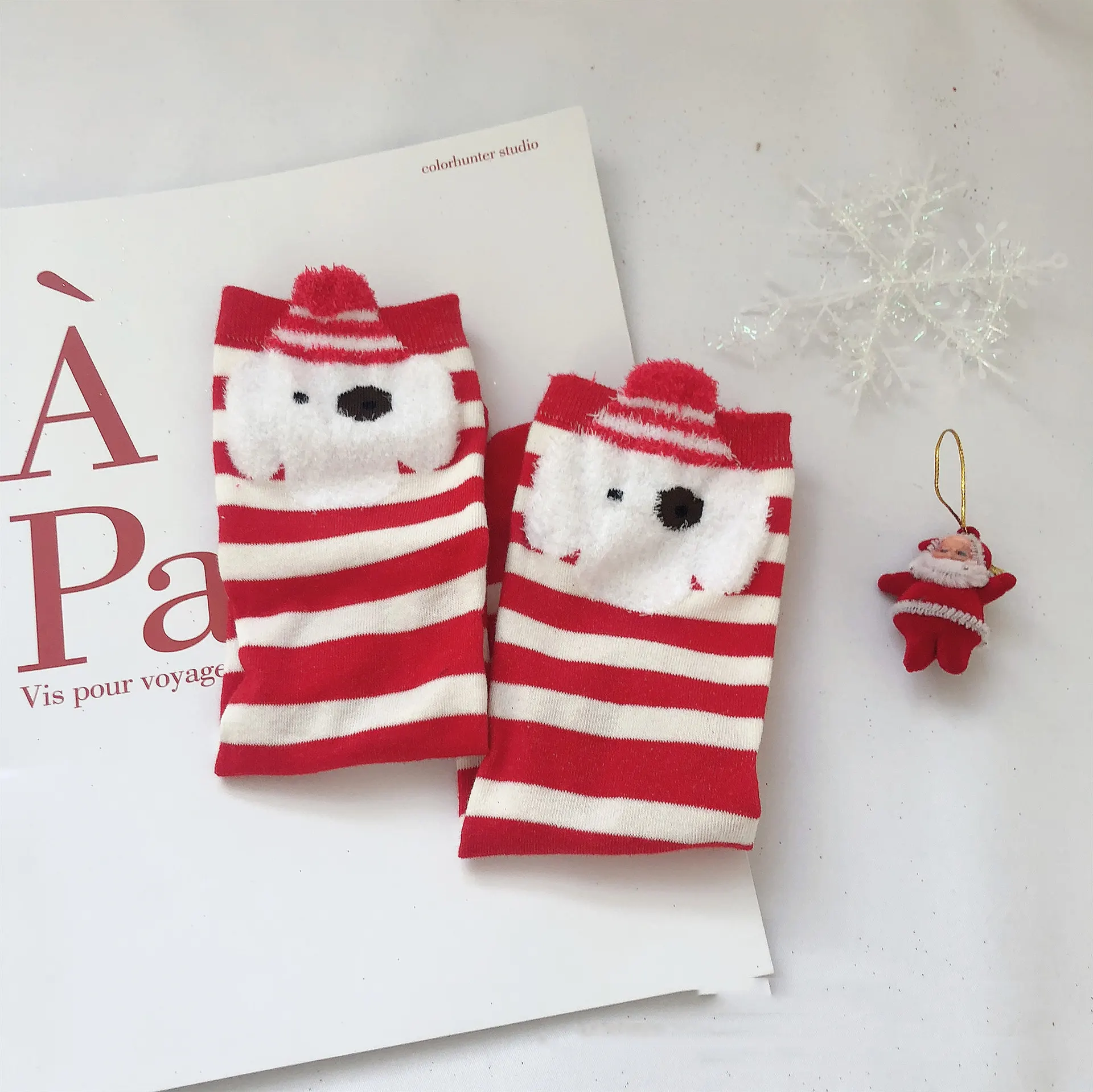 Creative Christmas Print Women's Cartoon Straight Socks - I