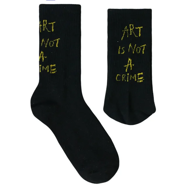 Simple Casual Ladies Letter Print Socks Black - Shop at LoveMi
