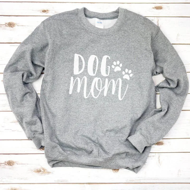 Size Women's Sweater Dog Mom European And American Tops - Grey