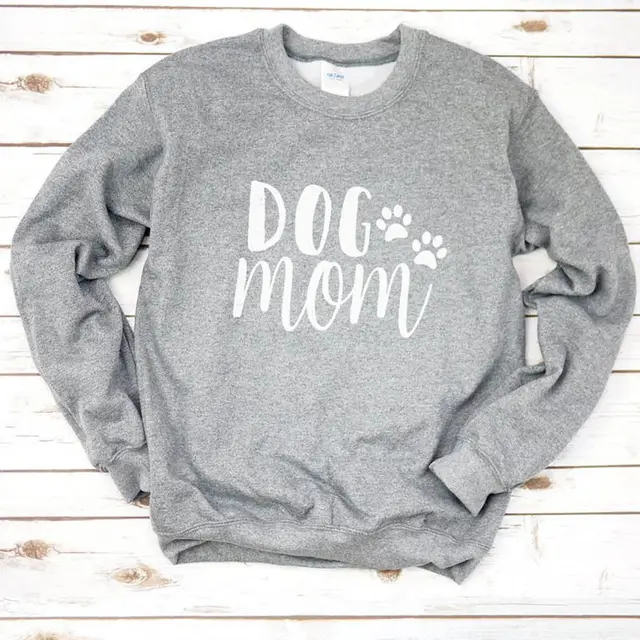 Size Women's Sweater Dog Mom European And American Tops Grey - Shop at LoveMi