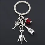 Creative Metal Wine Lovers Keychain Corkscrew - Silver