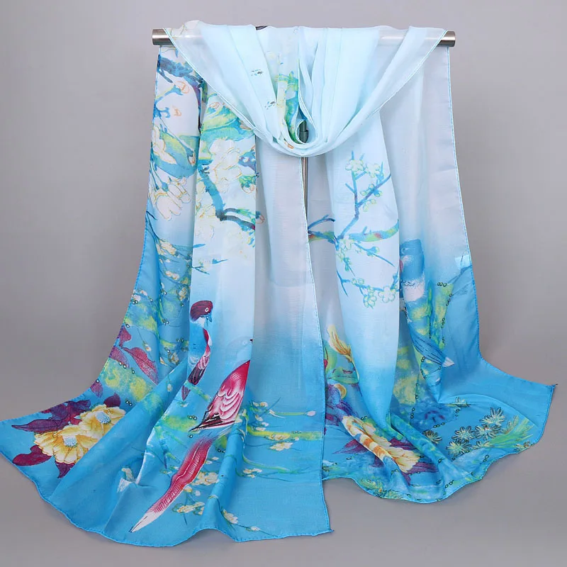 Chiffon Printed Chiffon Scarf For Women Sky Blue - Shop at LoveMi