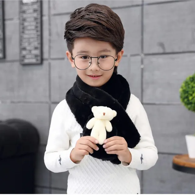 Big Red Cute Knitted Baby Girl's Warm Scarf And Windproof Children's Collar Black - Shop at LoveMi