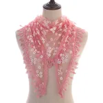 Breathable Lace Trim Triangle Scarf Veil - Pink