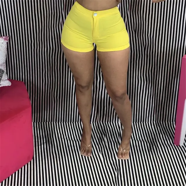 Women's High Stretch Shorts And Feet Pants Yellow - Shop at LoveMi
